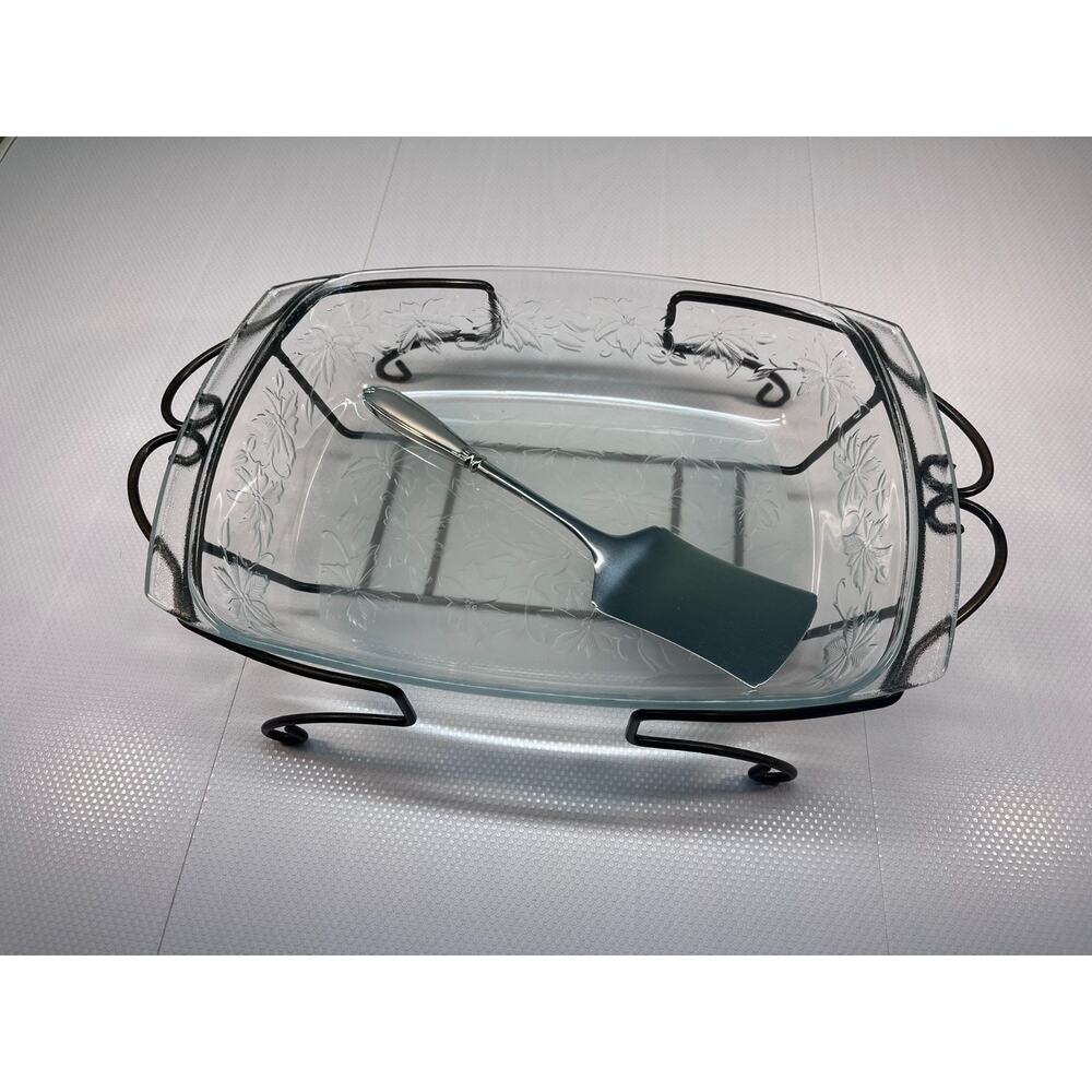 Princess House Fantasia Lasagna Pan, Metal Rack & Spatula (0335)